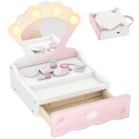 AIYAPLAY Kids Vanity Table, Portable Girls Dressing Table with Lights, Mirror, Drawer, Accessories, Gift for Girls 3-6 Years(m-1)