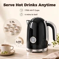 HOMCOM Waterkoker en toasterset met thermometer, 1,7 l, 2200 W waterkoker, 2-sleuven-toaster met 7 bruiningsstanden(m-4)