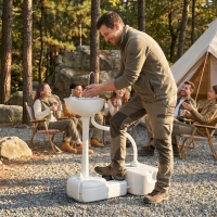 Outsunny Évier à Main Portable Station de Lavage Camping Jardin Extérieur Voyager avec Réservoir d'Eau 17L Gris(m-8)