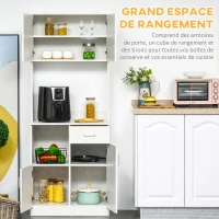 HOMCOM Buffet de cuisine armoire de cuisine multi-rangements 4 portes 1 tiroirs étagère + grand plateau blanc(m-4)