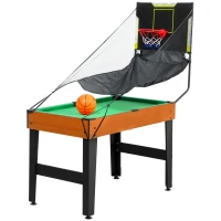 SPORTNOW Table MultiJeux 5 en 1 Babyfoot Billard Air Hockey Ping-Pong et Basket Accessoires 134x108x144cm Marron Noyer(m-1)