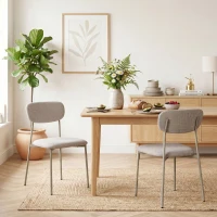 HOMCOM Lot de 2 chaises de salle à manger modernes, chaises de cuisine empilables en tissu effet lin, marron clair(m-9)