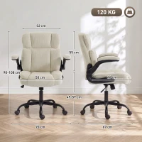 HOMCOM Scaun de Birou Ergonomic din Chenilă, Funcție Balans, Brațe Rabatabile, Înălțime Reglabilă, 70x67x108cm, Bej(m-3)