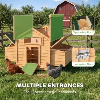 PawHut Chicken Coop, Wooden Outdoor Hen House with Nesting Box, Openable Waterproof Top, Pull-Out Tray, 150 x 100 x 97cm(m-5)