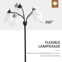 HOMCOM Arc Tree Floor Lamp with 3 Adjustable Rotating Lights, Industrial Standing Lamp with Steel Frame for Bedroom Living Room, 155cm, Black(m-5)
