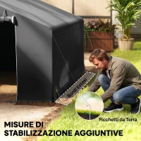 Outsunny Garage Moto per Esterno Portaoggetti 3x3 m Impermeabile con Porta e Prese d'Aria Avvolgibili, per Biciclette e Attrezzi, Grigio Scuro(m-7)