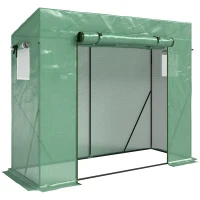 Outsunny Serre de Jardin Anti-UV 2 fenêtres moustiquaires + Barres renforcement 200L x 77l x 169H cm Acier PE Vert(m-1)