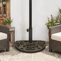 Outsunny Pied de parasol base de lestage parasol demi-cercle poids net 9 kg résine imitation fonte motif fleur bronze(m-9)
