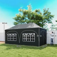Outsunny Tonnelle pliante barnum imperméable anti-UV  6 parois latérales 6 sacs de sable 12 trous de drainage 3x6m gris(m-3)