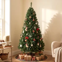 HOMCOM Künstlicher Weihnachtsbaum 195 cm mit 1000 Zweigen, klappbarer Fuß, dreiteiliges Design, einfach zu montieren, grün(m-4)
