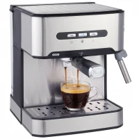 HOMCOM Espresso Machine, 20-Bar Semi Automatic Cappuccino Coffee Maker with Frother Wand, 1.6 L Water Tank, Black and Silver(m-15)