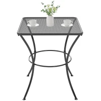 Outsunny 60cm Square Garden Table, Outdoor Metal Bistro Side Desk with Mesh Top, Black(m-14)