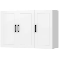 HOMCOM Mobile Bagno da Parete con 3 Ante, Ripiano Regolabile, per Soggiorno e Ingresso, Salvaspazio, 90x30x60 cm, Bianco(m-11)
