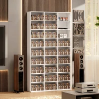 HOMCOM 835 CD/500 DVD Storage Unit, Blu-ray Media Storage Shelf with 27 Compartments and 21 Adjustable Shelves, White(m-8)
