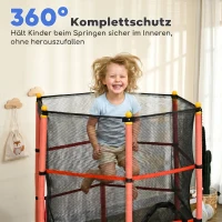 HOMCOM Trampolin für Kinder, Ø163 cm, mit Sicherheitsnetz, für drinnen und draußen, Belastung bis 50 kg, Stahl, Kunststoff, Rot(m-6)