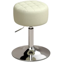 HOMCOM Tabouret de bar en cuir PU à hauteur réglable, assise épaisse et moelleuse, rotatif à 360°, pour îlot, blanc(m-8)