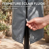 Outsunny Housse de Protection imperméable pour Parasol Droit avec Fermeture éclair et Cordon de Serrage Gris(m-5)