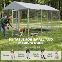 PawHut Recinto per Cani da Esterno con Rete Zincata e Serratura, in Acciaio e Tessuto Oxford, 4x2.3x2 m, Argento(m-4)