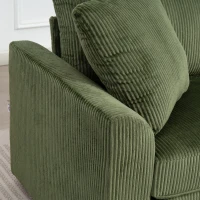 HOMCOM Canapé 3 places 212 cm avec 2 coussins à ressorts, tissu velours côtelé, pour salon, chambre, bureau à domicile, vert(m-11)