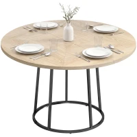 HOMCOM Masă de Dining Rotundă pentru 4–6 Persoane, Ø 120 x 75 cm, Masă de Bucătărie cu Picioare Conice din Metal, Lemn Natural(m-9)