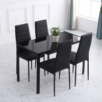 HOMCOM Table à manger pour 4 personnes, table de cuisine avec plateau en verre trempé et pieds en métal, 120x60x75cm, noir(m-6)