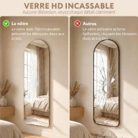 HOMCOM Grand miroir mural 120 x 40 cm avec éclairage LED miroir arqué, intensité variable et 3 couleurs d'éclairage transparent(m-7)