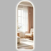 HOMCOM Grand miroir mural 120 x 40 cm avec éclairage LED miroir arqué, intensité variable et 3 couleurs d'éclairage transparent(m-13)