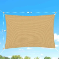 Outsunny Voile d'ombrage rectangulaire 4x6m toile ombrage extérieur protection anti-UV 185g/m² HDPE, pour jardin terrasse extérieur patio piscine balcon, sable(m-3)