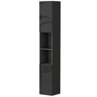 kleankin Bad-Hochschrank mit 2 Schränken und verstellbaren Einlegeböden + 2 Nischen 30 x 30 x 181,5 cm schwarz(m-7)