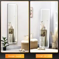HOMCOM Miroir sur pied ou mural intensité et couleur réglable avec télécommande 40 x 37 x 157,5H cm argenté(m-4)