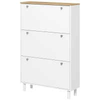 HOMCOM Sapateira 24 Pares Armário de Calçados Estreito com 3 Gavetas Basculantes Prateleiras Ajustáveis Branco(m-7)