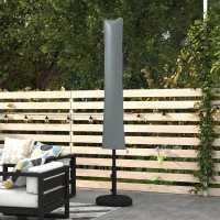 Outsunny Housse de Protection imperméable pour Parasol Droit avec Fermeture éclair et Cordon de Serrage Gris(m-8)