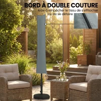 Outsunny Housse de Protection imperméable pour Parasol Droit avec Fermeture éclair et Cordon de Serrage Gris(m-7)
