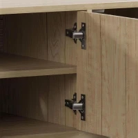 HOMCOM Mueble TV 152 cm para Televisor de hasta 152,4 cm 4 Puertas Acanaladas y Estantes Regulables Roble(m-9)