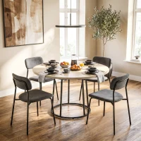 HOMCOM Mesa de Jantar Redonda para 4 a 6 Pessoas Ø120x75 cm Mesa de Cozinha com Pé Cônico em Metal Madeira Natural(m-6)