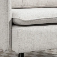 HOMCOM Fauteuil scandinave dossier capitonné avec passepoil en tissu 76 x 68 x 80 cm crème et pieds en métal noir et doré(m-8)