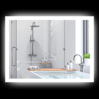 kleankin Miroir mural lumineux LED de salle de bain 80 x 60 cm 3 couleurs luminosité réglable interrupteur tactile transparent(m-7)