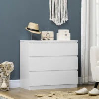 HOMCOM Chest of Drawers, 3-Drawer Storage Organiser Unit for Bedroom, Living Room, White(m-10)