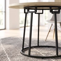 HOMCOM Table à Manger Ronde pour 4 à 6 Personnes, Ø 120 x 75 cm, Table de Cuisine avec Piétement Conique en Métal, Bois Naturel(m-12)