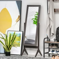 HOMCOM Miroir en Pied Grand Miroir de Sol Inclinaison réglable pour Dressing Chambre dim. 47L x 46l x 148H cm en café(m-10)