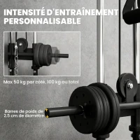 SPORTNOW Station à double poulie réglable à 15 positions montage mural haut du corps, domicile, fitness, gym, maison(m-6)