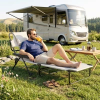 Outsunny Chaise longue de jardin pliante dossier réglable sur 4 niveaux, trou de lecture et appui-tête 72 x 194 x 89 cm crème(m-9)