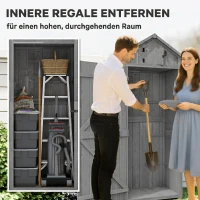 Outsunny Gartenschrank Holz abnehmbare Eckregale Gekipptes Asphaltdach Verriegelte Türen wasserfest 77x54,2x179cm(m-5)
