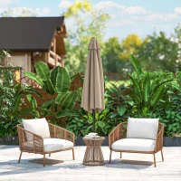 Outsunny Parasol de jardin Parasol droit hexagonal inclinable Ø 2,3 x 2,16H m métal polyester haute densité beige(m-8)