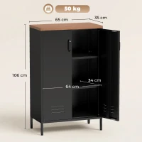 HOMCOM Aparador de Metal con 2 Puertas y Estante Regulable, para Salón/Estudio, Negro(m-3)