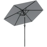 Outsunny Parasol de jardin Parasol droit hexagonal inclinable Ø 2,3 x 2,16H m métal polyester haute densité gris(m-1)