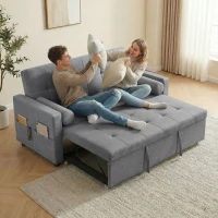 HOMCOM Canapé convertible 2 places 3 en 1 canapé-lit avec lit gigogne double dossier réglable 2 coussins 80,5x137,5x84cm gris(m-8)
