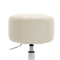 HOMCOM Banqueta de penteadeira em PU, banqueta de maquiagem giratória, banqueta de bar regulável em altura 51-66 cm, creme(m-6)