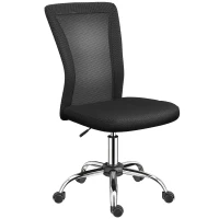 Vinsetto Chaise de Bureau Ergonomique, Fauteuil de Bureau, Hauteur Réglable, Piètement Chromé Noir(m-18)