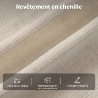 HOMCOM Chaise de Bureau Ergonomique en Chenille, Fonction Bascule, Accoudoirs Relevables, Hauteur Réglable, 70x67x108cm, Beige(m-4)